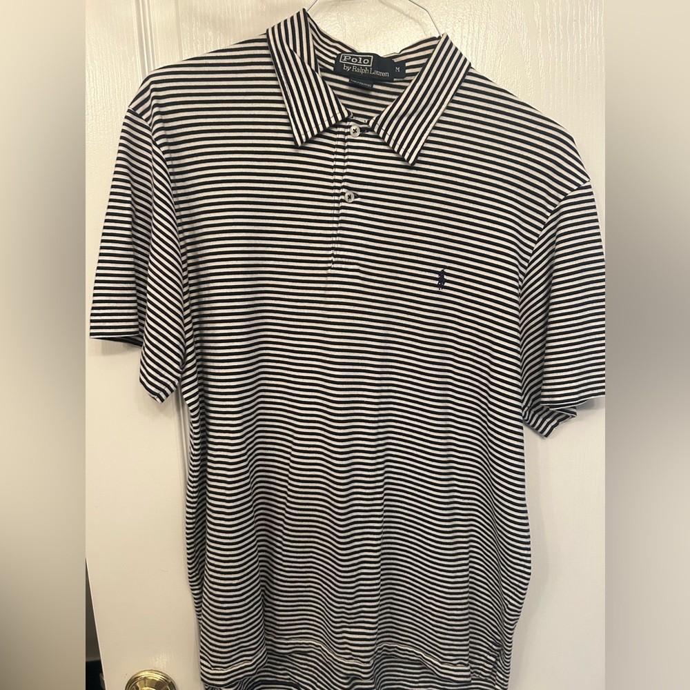 Ralph Lauren Navy and White Polo Shirt size M